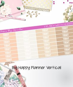 Today Headers 1.95 inch Width 498 for Big Happy Planner Vertical Planner Stickers