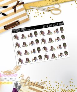 Work Frustration Character Girl Mini DD031, Planner Stickers, Bullet Journal, Functional Planner Stickers, Stationary Stickers