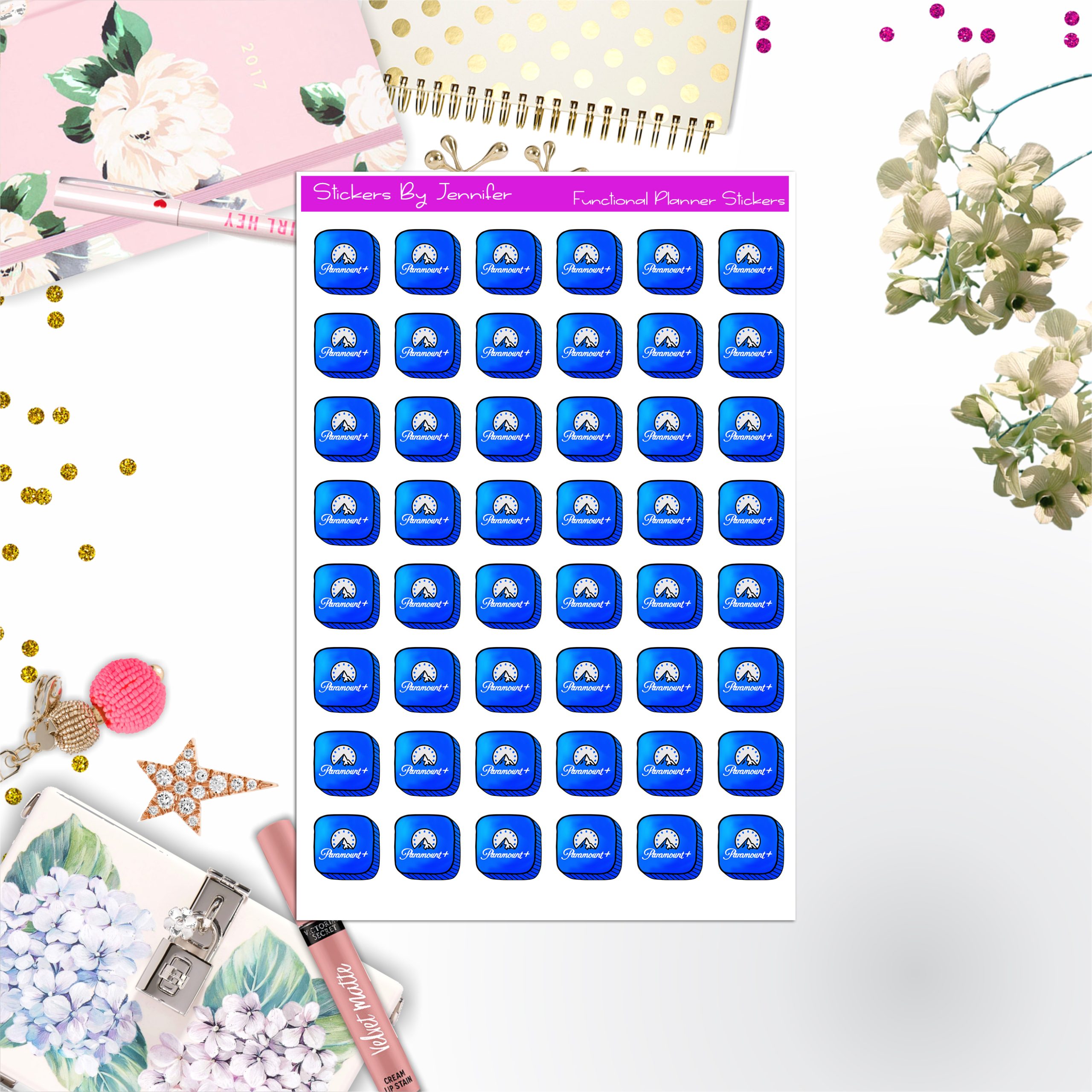 Paramount Streaming Icon Stickers, Planner Stickers, Journal Stickers, Functional Planner Stickers, Stationary Stickers