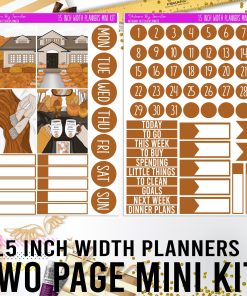 Two Page 1.5 Inch Width Mini Kit 043 Planner Stickers, Bullet Journal Stickers, Functional Planner Stickers, Stationary Stickers