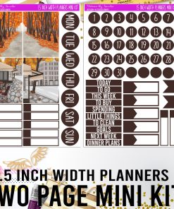 Two Page 1.5 Inch Width Mini Kit 046 Planner Stickers, Bullet Journal Stickers, Functional Planner Stickers, Stationary Stickers