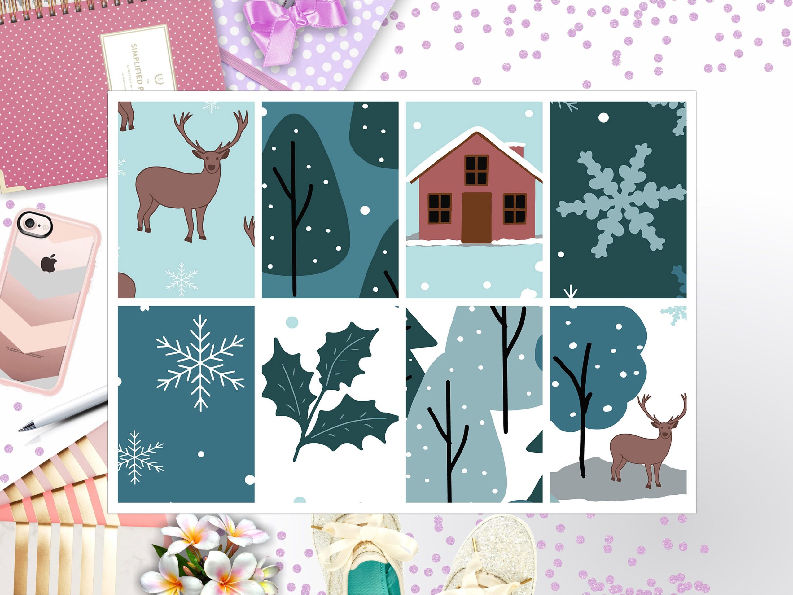 Snow Winter Full Box Big Happy Planner, Erin Condren, Classic Happy Planner