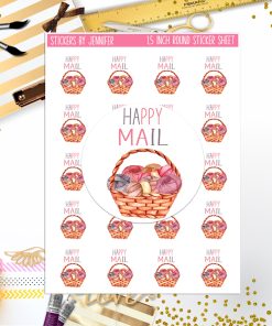 Happy Mail, Small Business Stickers, Circle Stickers, Stationary Stickers, Functional Planner Stickers, Envelope Stickers