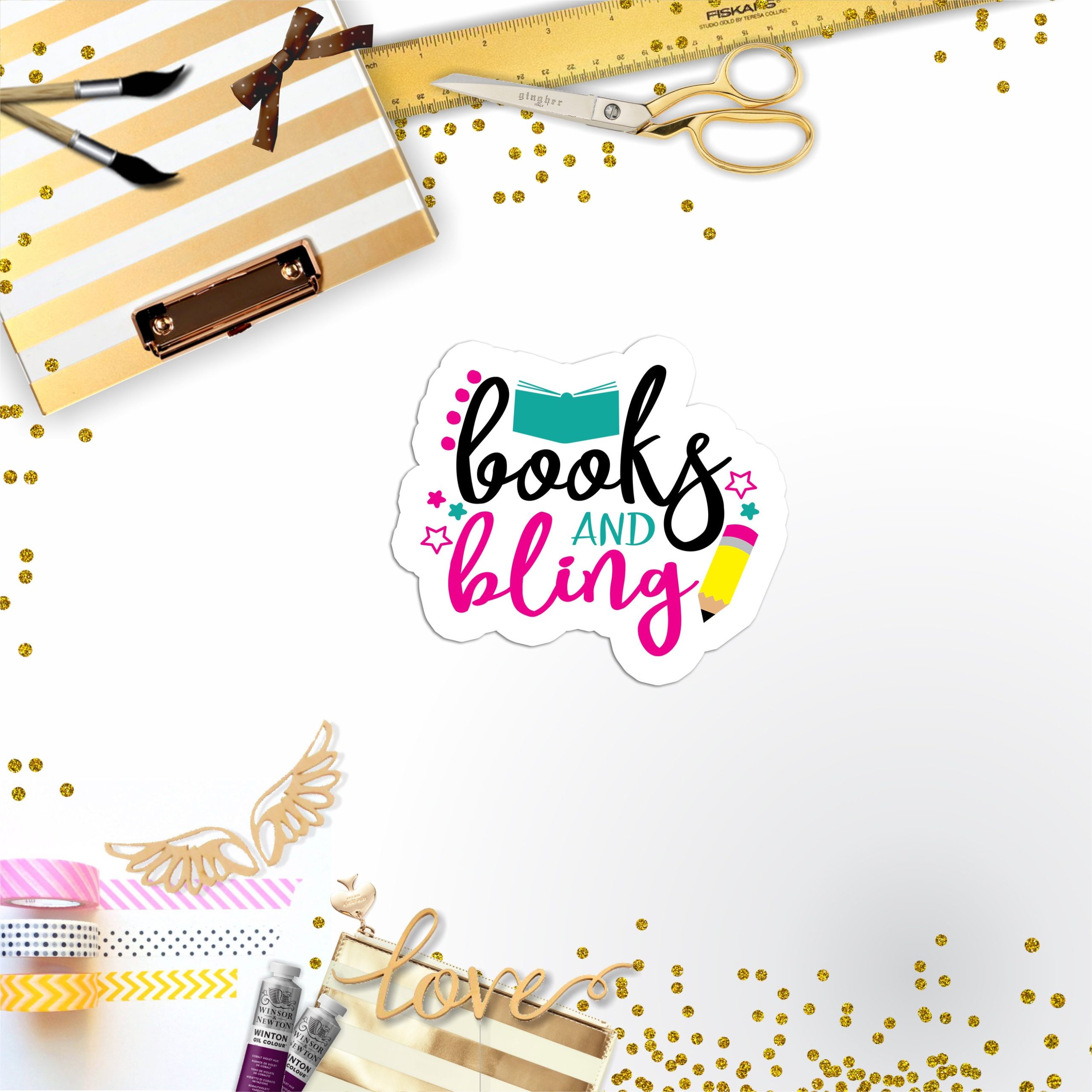 Books and Bling Vinyl Sticker
