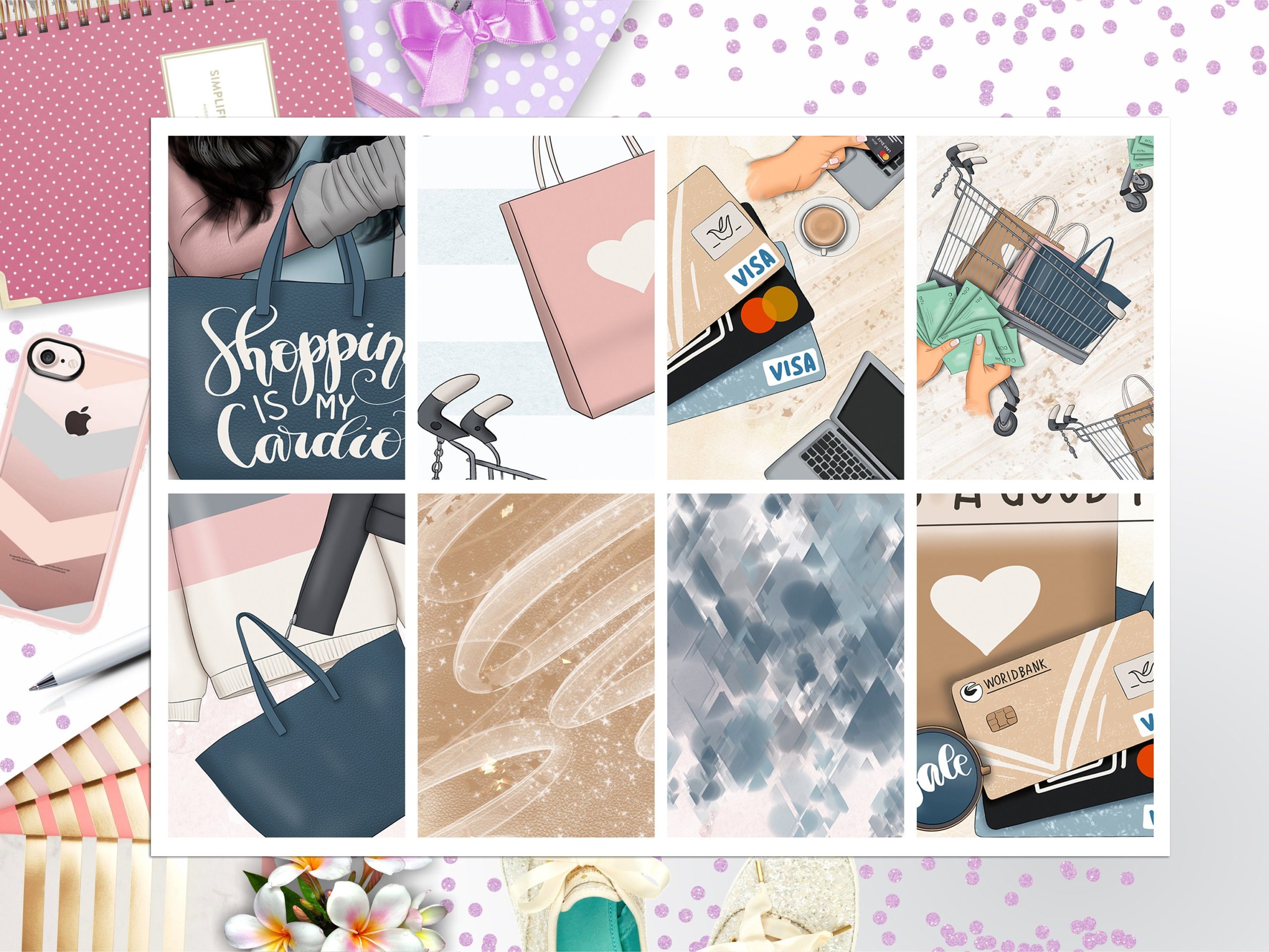 Shopping Cardio Full Box Big Happy Planner, Erin Condren, Classic Happy Planner