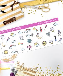 Weather Icons Planner Stickers, Bullet Journal Stickers, Functional Planner Stickers, Stationary Stickers