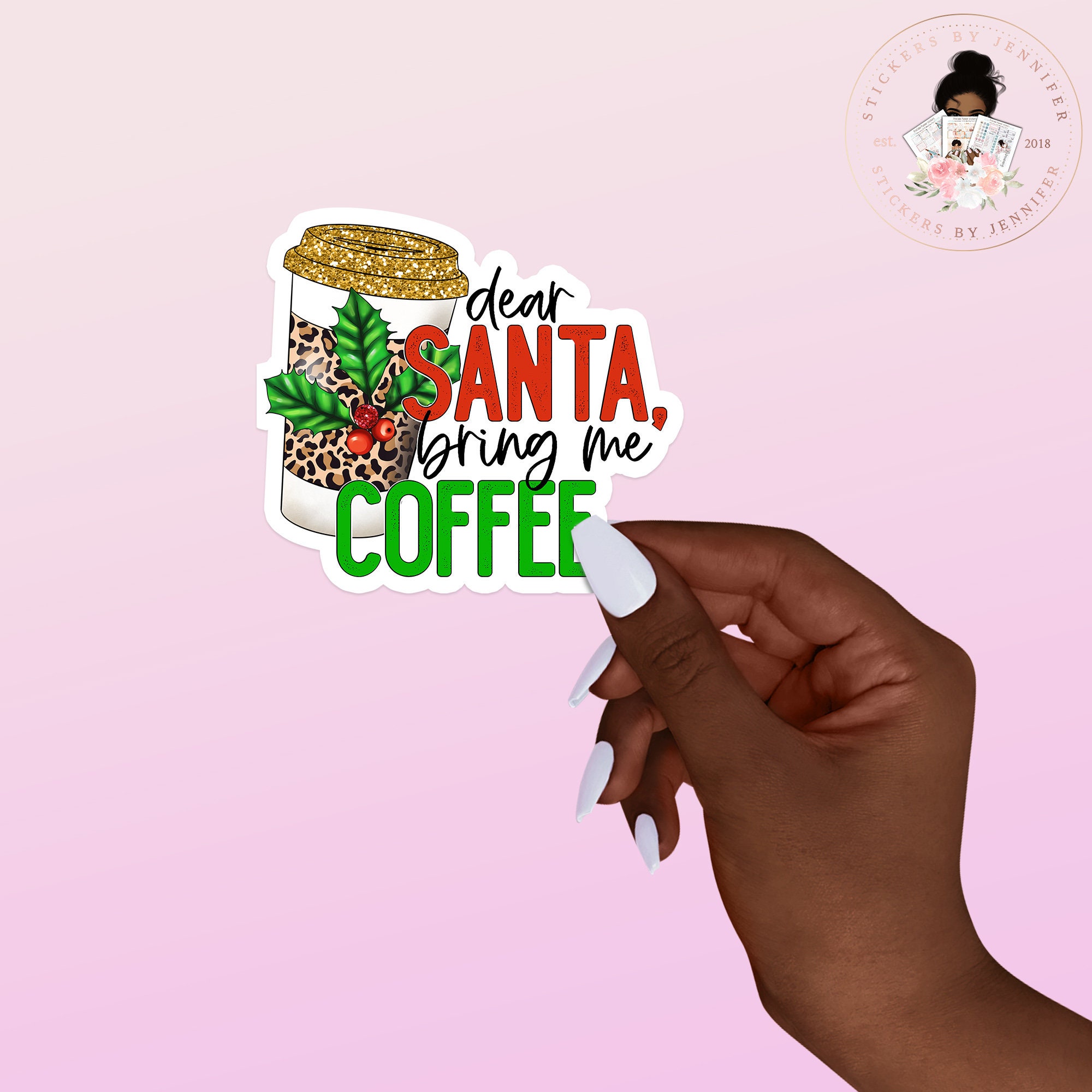 Santa Coffee Vinyl Sticker