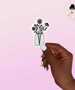 Floral Mason Jar Vinyl Sticker
