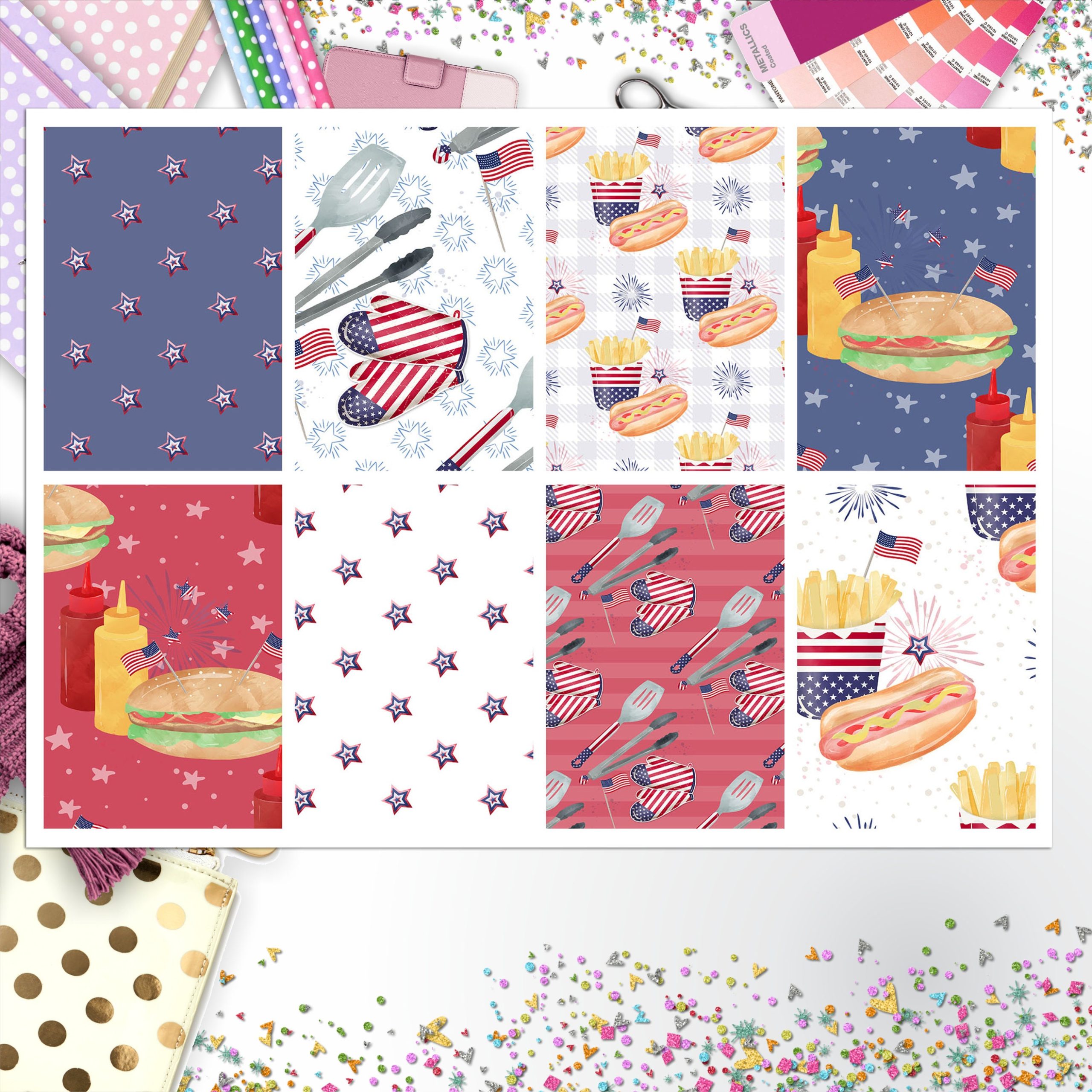 Fourth Of July Full Box Big Happy Planner, Erin Condren, Classic Happy Planner