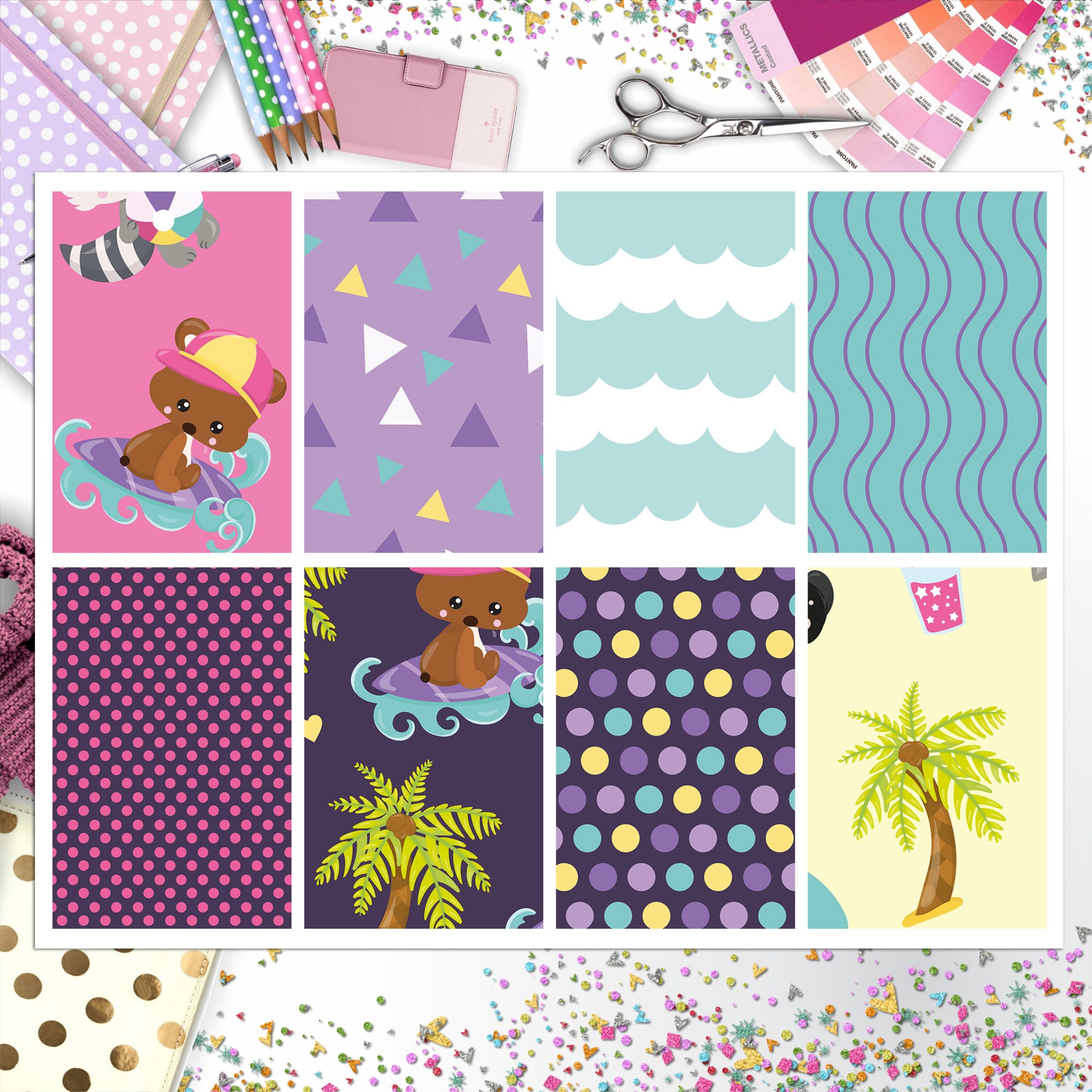 Surfing Bear Full Box Big Happy Planner, Erin Condren, Classic Happy Planner