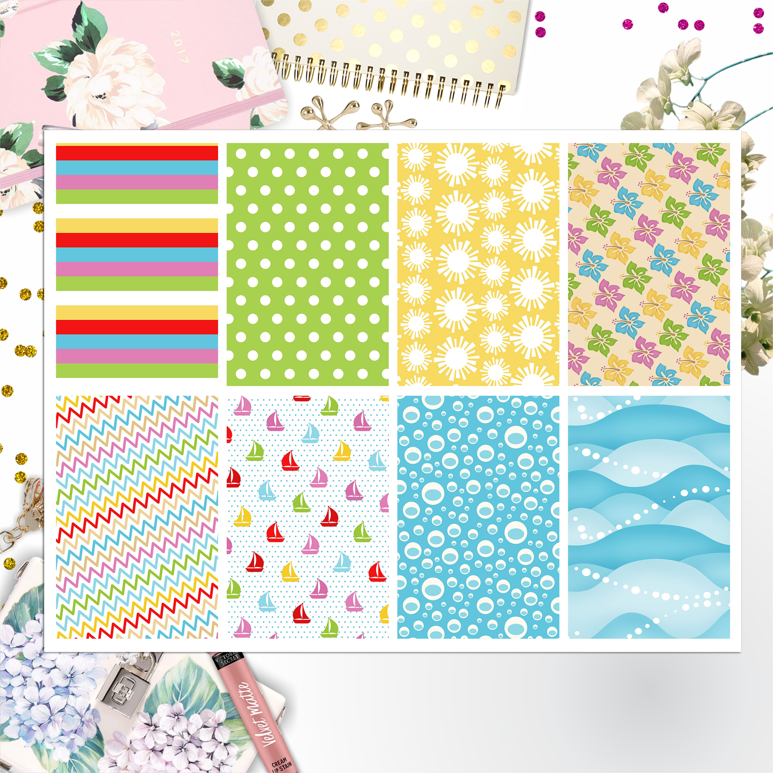 Summer Beach Theme 001 Box Big Happy Planner, Erin Condren, Classic Happy Planner