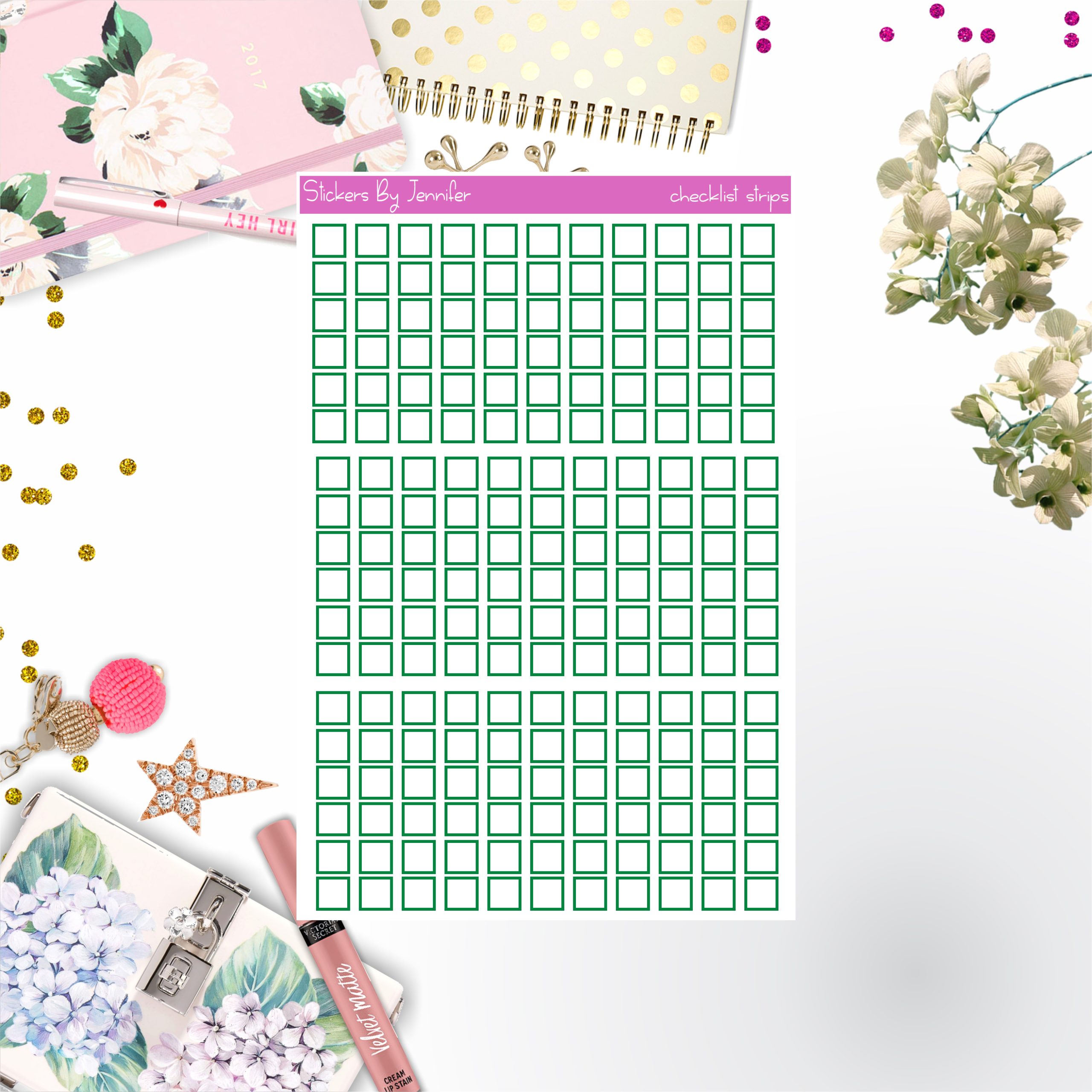 Checklist Strip Stickers 019, Bullet Journal Stickers, Functional Planner Stickers, Stationary Stickers