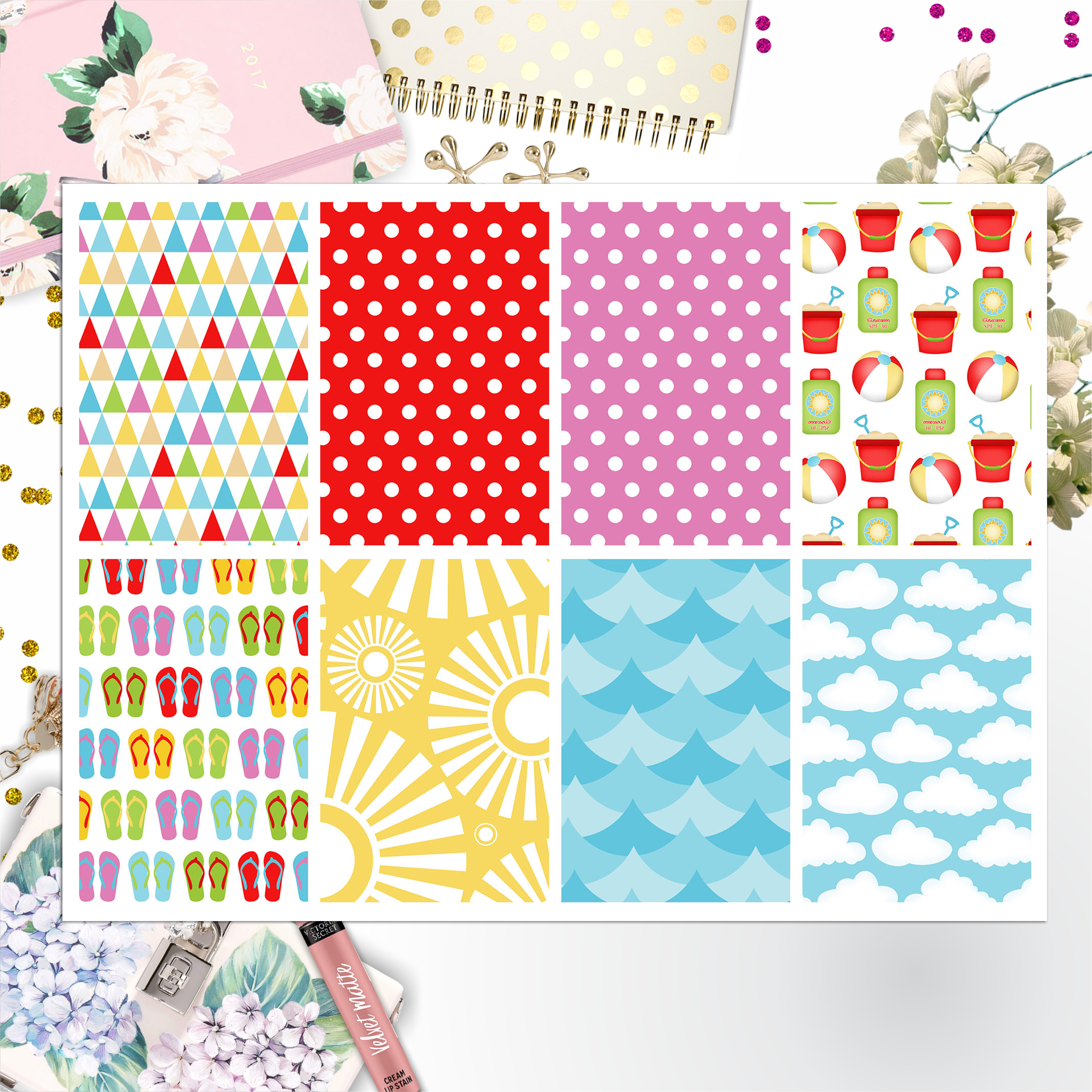 Summer Beach Theme 002 Box Big Happy Planner, Erin Condren, Classic Happy Planner