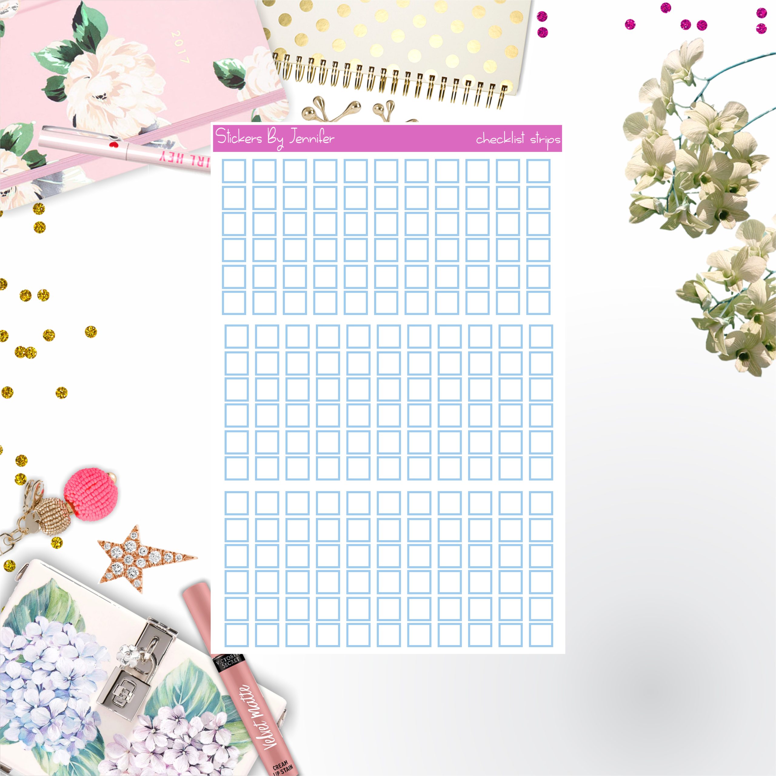 Checklist Strip Stickers 034, Bullet Journal Stickers, Functional Planner Stickers, Stationary Stickers