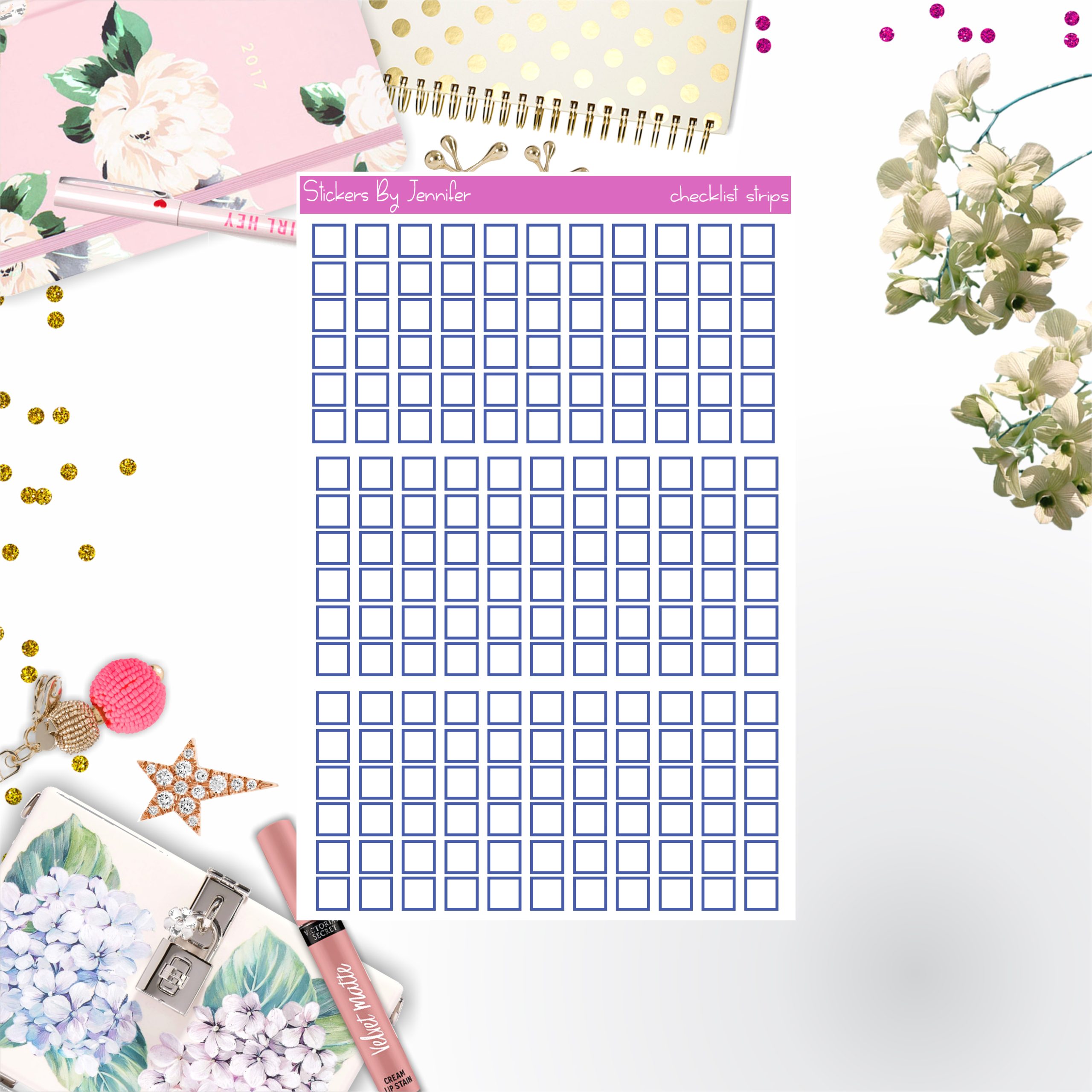 Checklist Strip Stickers 041, Bullet Journal Stickers, Functional Planner Stickers, Stationary Stickers