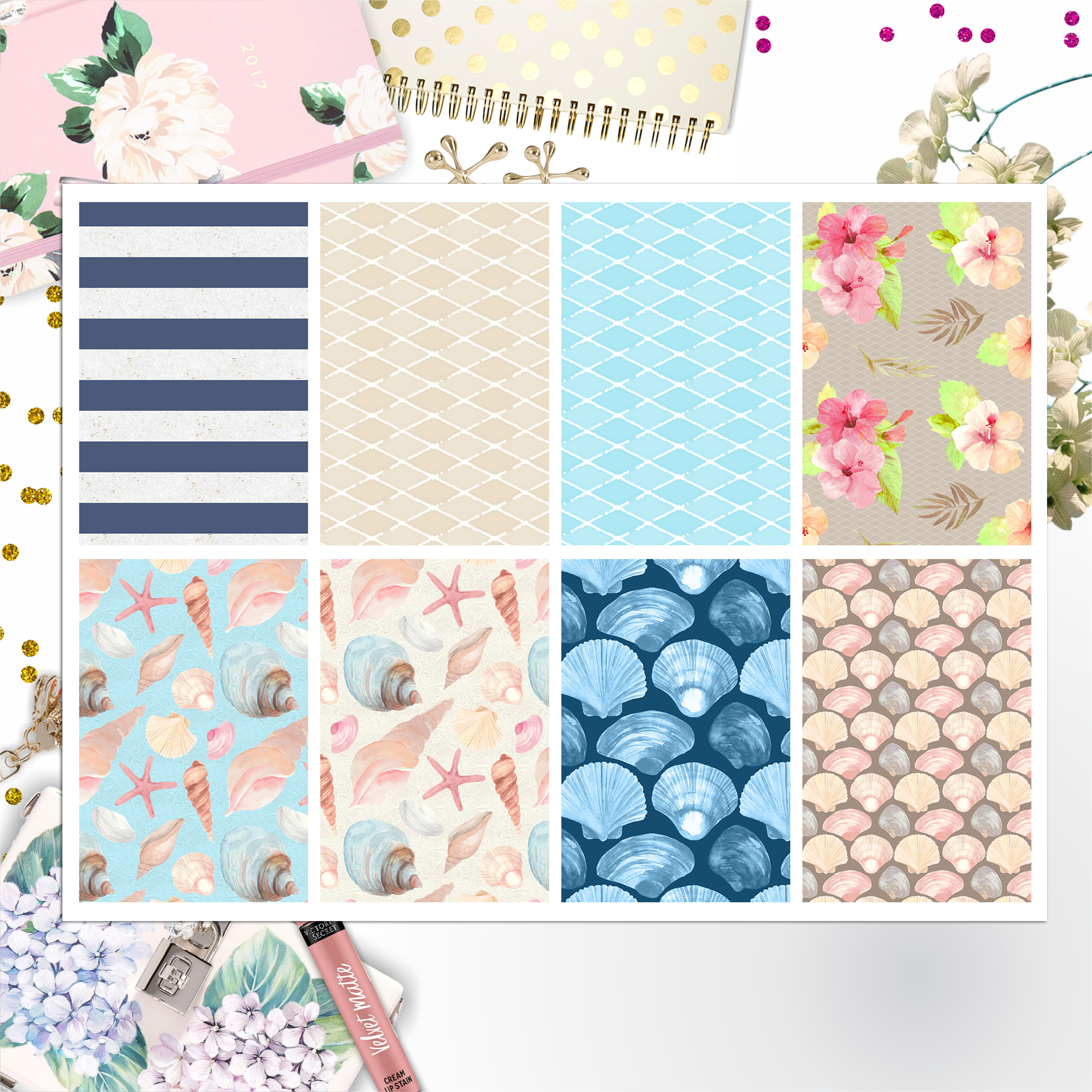 Summer Beach Theme 006 Box Big Happy Planner, Erin Condren, Classic Happy Planner