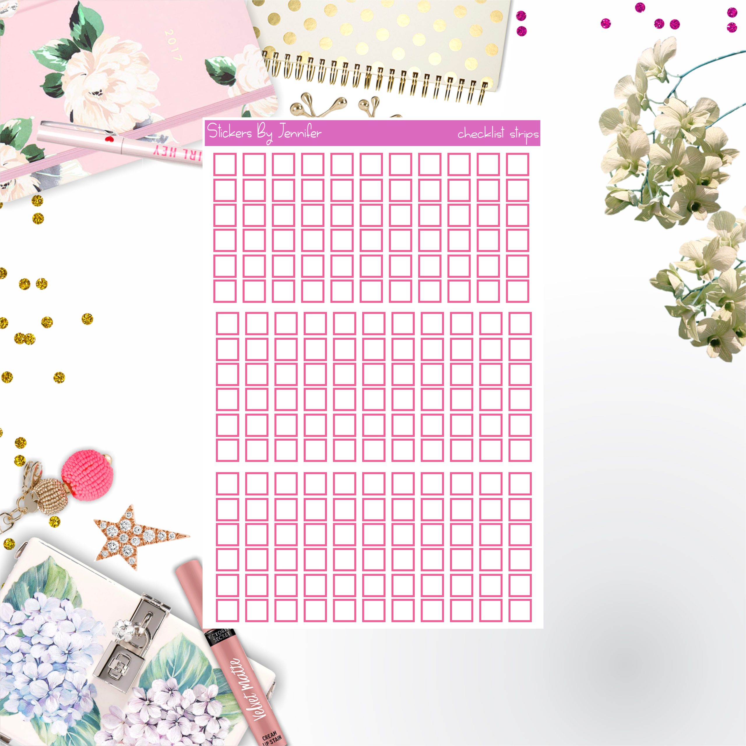 Checklist Strip Stickers 064, Bullet Journal Stickers, Functional Planner Stickers, Stationary Stickers